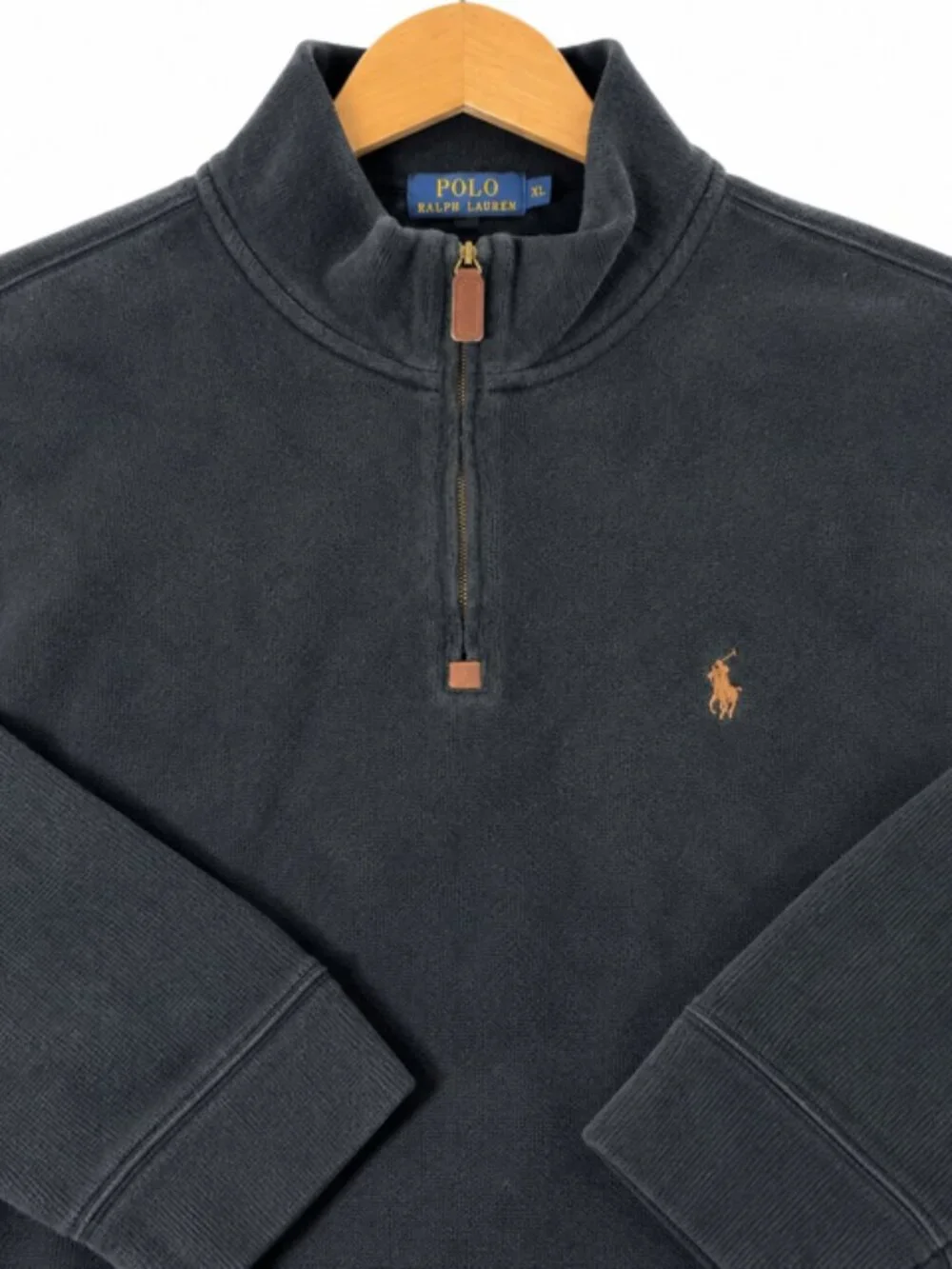 Polo Ralph Lauren Estate Rib Quarter Zip Sweater Men’s XL Black 100% Cotton